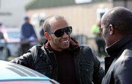 Lewis Hamilton and his father at Thruxton today