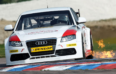 The fire-spitting Audi of Rob Austin Racing delighted the crowds