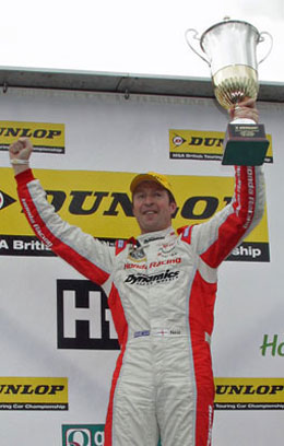 Matt Neal wins the first race at Croft