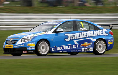 Pole-sitter Jason Plato in his Silverline Chevrolet Cruze