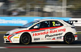 Matt Neal qualifies in pole position for the first race