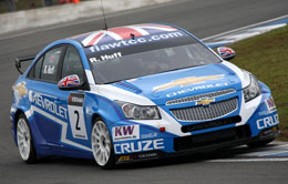 Championship leader Rob Huff is flying in his Chevrolet Cruze