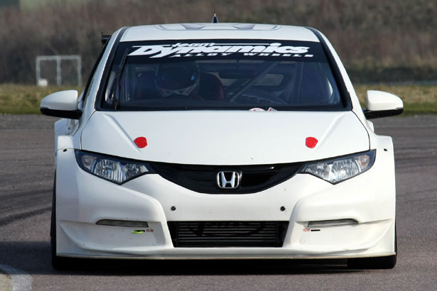 The un-liveried Honda Racing/Team Dynamics Civic at Thruxton today