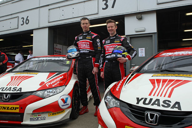 Matt Neal and defending champion Gordon Shedden with their Honda Civics