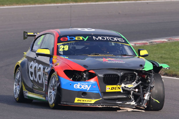 Colin Turkington's damaged eBay Motors BMW 125i M Sport