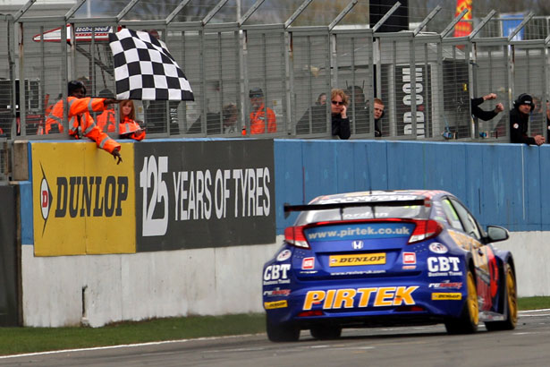 Andrew Jordan takes the chequered flag in race two