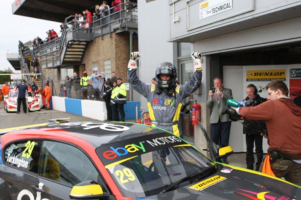 Colin Turkington celebrates his first win of the season