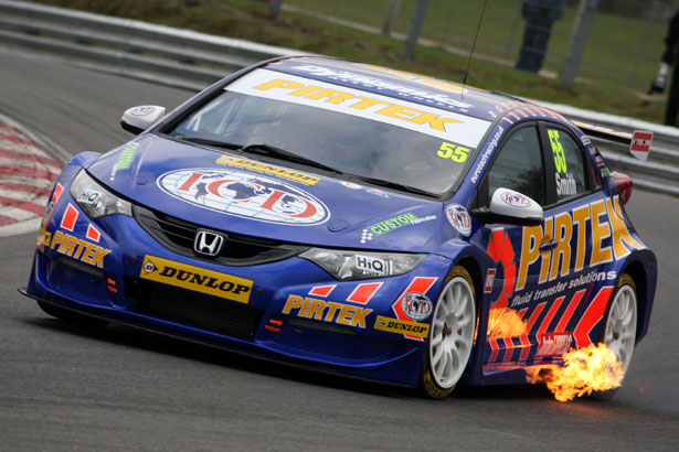 Jeff Smith's fire-spitting Pirtek Racing Honda Civic