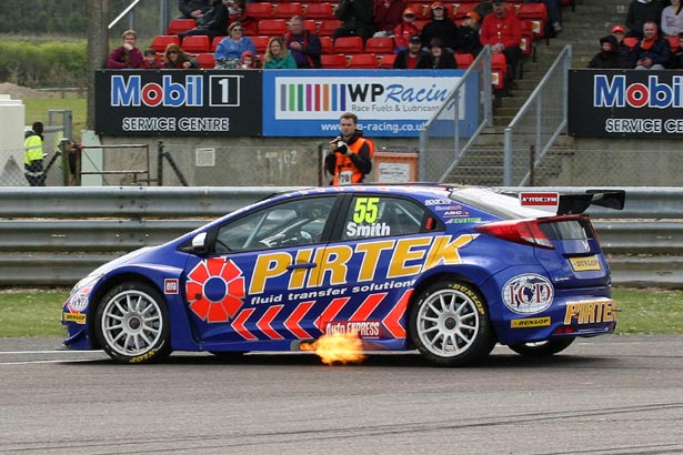 Jeff Smith's fire-spitting Pirtek Racing Honda Civic