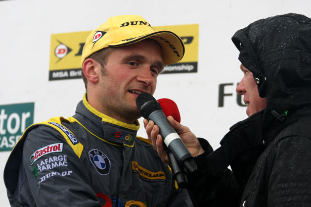 Colin Turkington being interviewed following his 3rd podium of the day