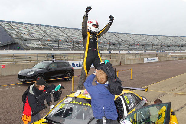 Rob Austin celebrates his maiden BTCC victory at Rockingham