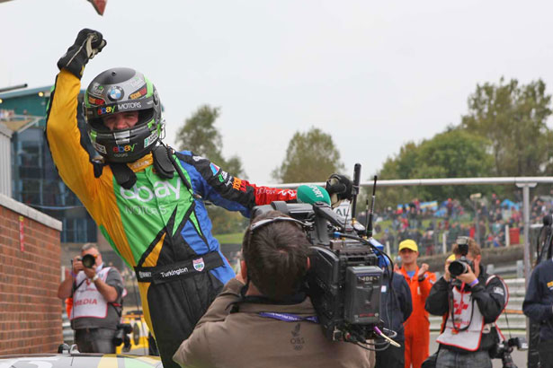 Colin Turkington after securing the 2014 BTCC title at Brands Hatch