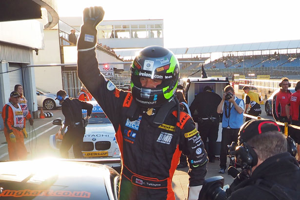 Colin Turkington celebrates his victory in race 3